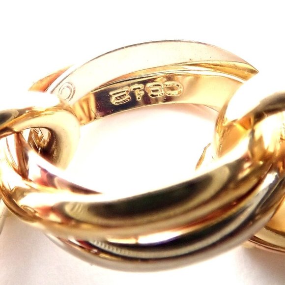Authentic! Cartier Trinity 18k Multi Color Gold Round Wide Link Bracelet - Picture 5 of 12